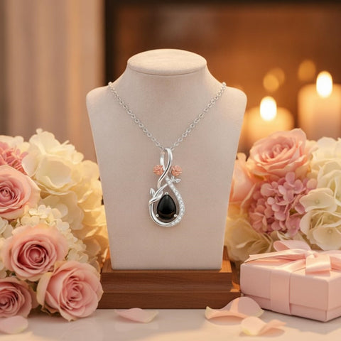 Sterling Silver Teardrop Gemstone Rose Butterfly Infinity Heart Necklace for Women