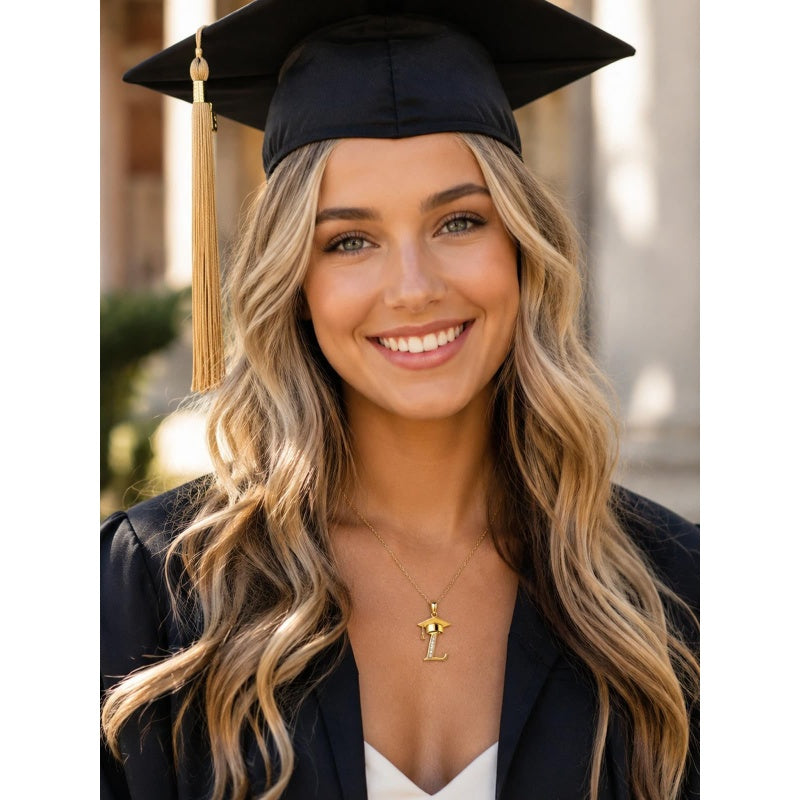 Initial  Graduation 14K Gold Plated Inspiring Grad Pendant Necklace Graduations Jewelry Gifts