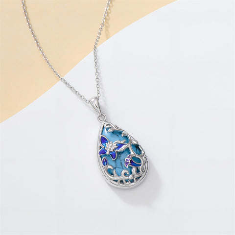 Sterling Silver Turquoise Butterfly Dragonfly Bee Hummingbird Ladybug Pendant Necklace