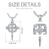 Sterling Silver Nail Cross Pendant Necklace for Men