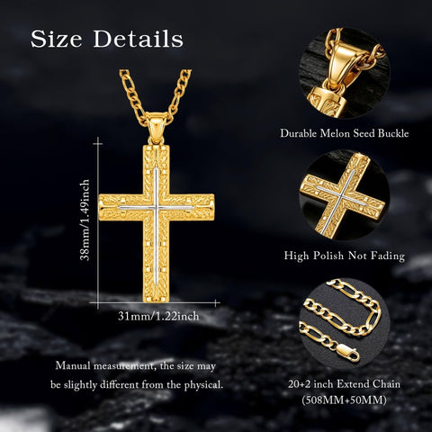 14K Gold  Plated Cross Necklace Simple Religious Jewelry Gift