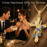14K Gold Plated Cross Necklace for Women