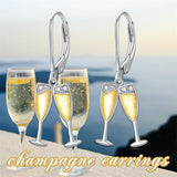 Sterling Silver Champagne Dangle Leverback Earrings