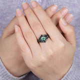 Sterling Silver 10K 14K 18K Gold 2CT Moss Agate Vine Leaf Women's Bridal Ring Sets for Wedding Engagement