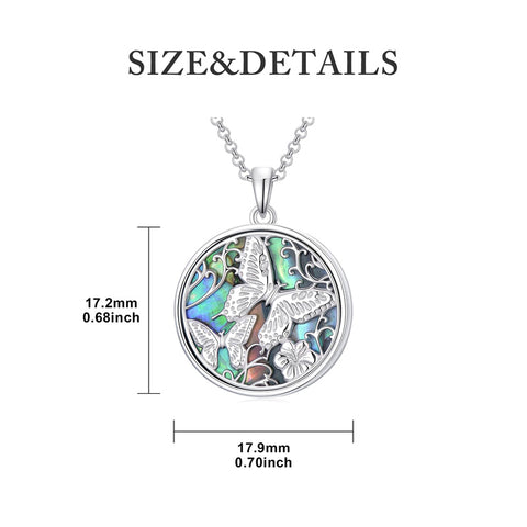 Sterling Silver Abalone Shell Butterfly Photo Locket Necklace