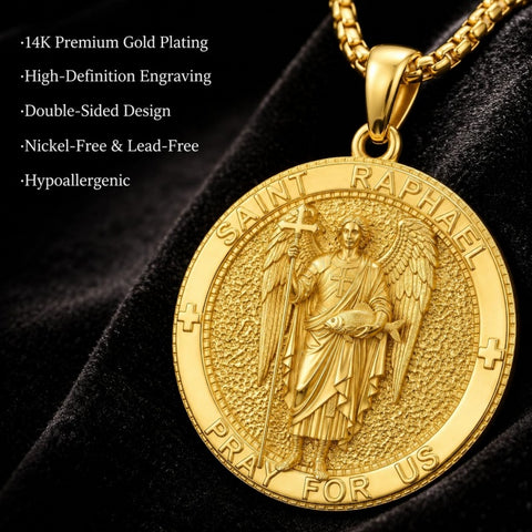 Patron Saint Medal Gold Plated Catholic Pendant Christian Religious Necklace Amulet Jewelry