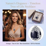 14K Gold Plated Teardrop Tree of Life Necklace for Women
