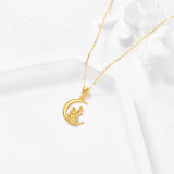 14K Gold Mother Daughter Pendant Necklace