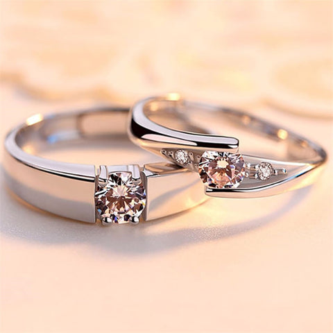Copper Cubic Zirconia Cubic Adjustable Matching Couple Rings