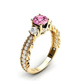 Sterling Silver 10K 14K 18K Personalized Engraved 1 Carat  Round Birthstone Engagement Ring