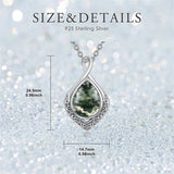 Sterling Silver Moss Agate Celtic Knot Rose Claddagh Filigree Pendant Necklace