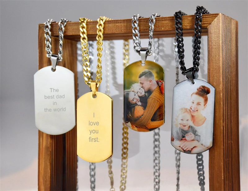 Stainless Steel Personalized Photo Dog Tag  Necklace