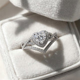 Sterling Silver 10K 14K 18K Gold 1CT-4CT Heart Round Teardrop Oval Moissanite Engagement Rings Set for Women