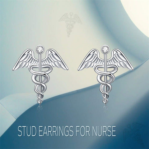 Sterling Silver Medical Symbol Studs Earrings