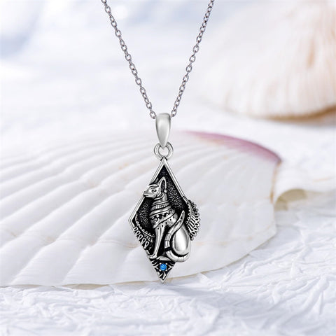 Sterling Silver Egyptian Cat Pendant Necklace