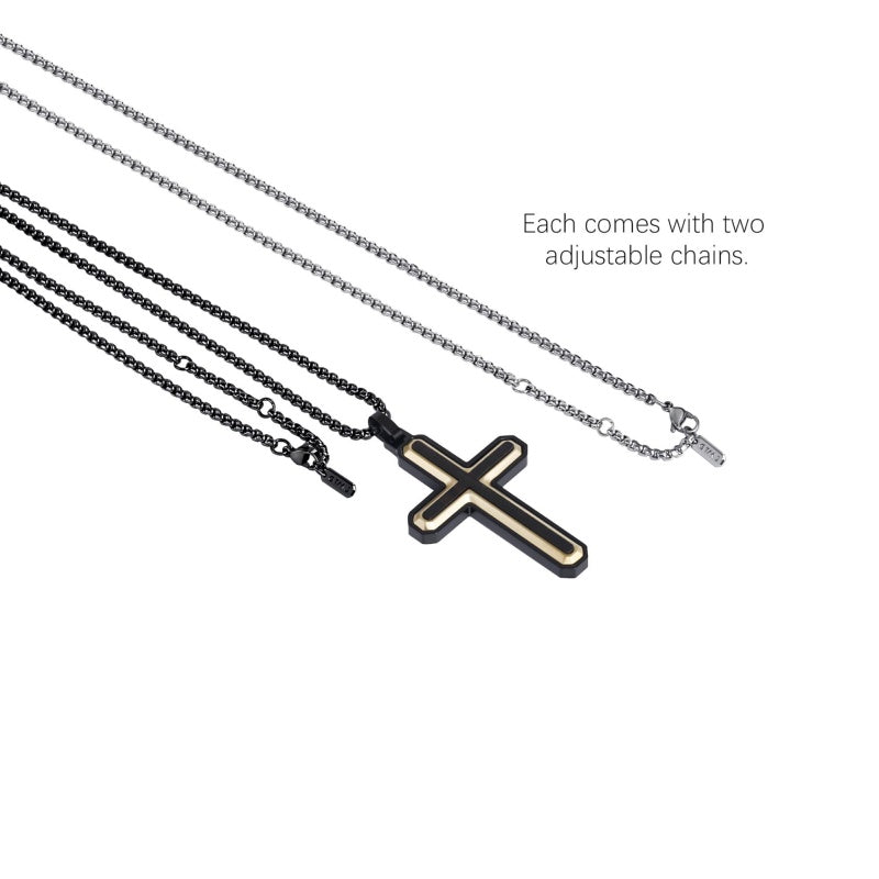 14K Gold Plated Wooden Cross Necklace Jewelry Gift for Him