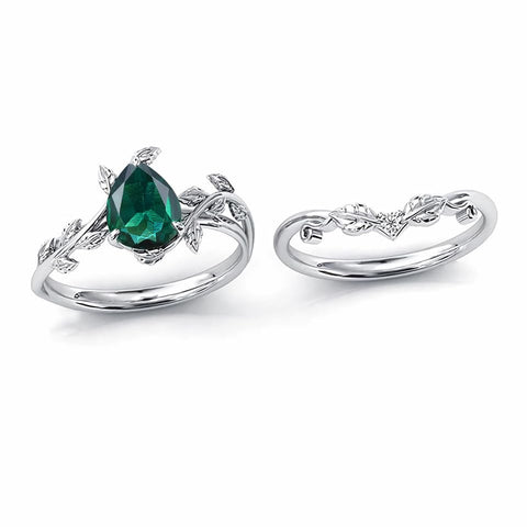 Sterling Silver 10K 14K 18K Gold 1ct Pear Shaped Gemstone Gemstone Engagement Ring Wedding Ring Sets