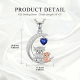 Sterling Silver Round Heart Birthstone Highland Cow Pendant Necklace Fluffy Cow Jewelry Gifts Birthday Christmas