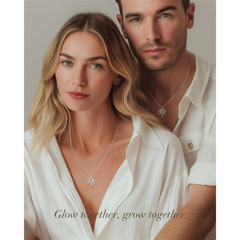 Sterling Silver Birthstone Sun Moon Pendant Necklace for Women