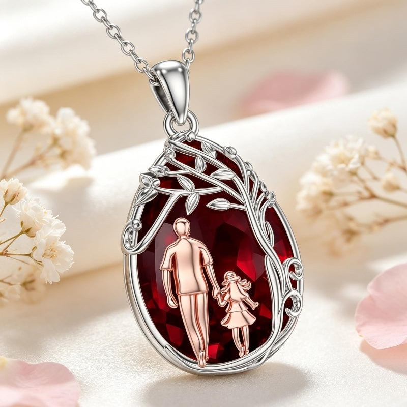 Sterling Silver Crystal Father Daughter Pendant Necklace from Dad  I Love You Forever Jewelry