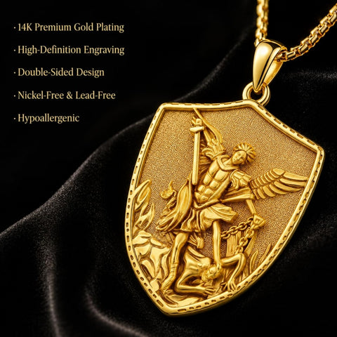 Patron Saint Medal Gold Plated Catholic Pendant Christian Religious Necklace Amulet Jewelry