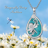 Dragonfly Necklace 925 Sterling Silver Dragonfly Larimar Pendant NecklaceJewelry Gifts for Women Men
