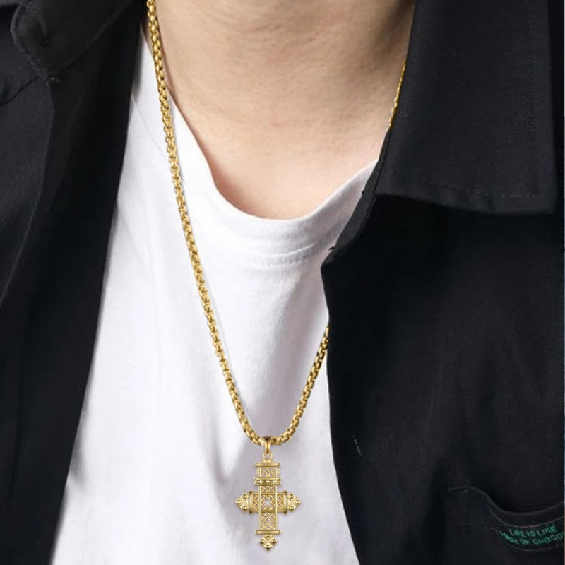 14K Gold Plated  Cross Necklace Religious Amulets Jewelry Gifts