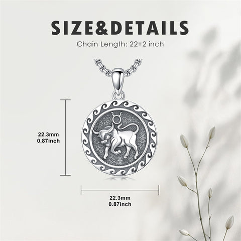 Sterling Silver 12 Zodiac Astrology Horoscope Pendant Necklace