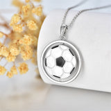Rotatable Football Necklace 925 Sterling Silver Soccer Ball Pendant Necklace Soccer Jewelry Gifts for Soccer Lovers Fans Women Girls Sports Lovers