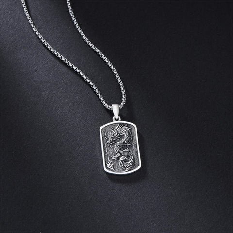 Sterling Silver Viking Dragon Eagle Wolf Animal Pendant Necklace for Men