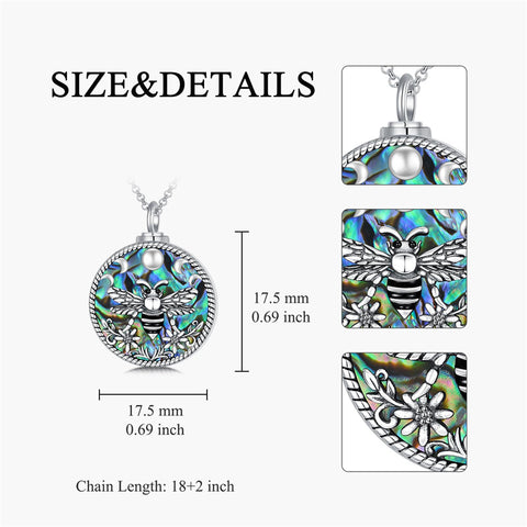 Sterling Silver Abalone Shell Bee Butterfly Dragonfly Urn Necklace for Ashes