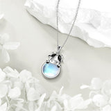 Cow/Cat Necklace Sterling Silver Moonstone Pendant Jewelry Gift for Women Girls