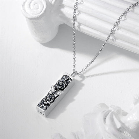 Sterling Silver  Bar Dragonfly  Butterfly Urn Necklaces for Ashes
