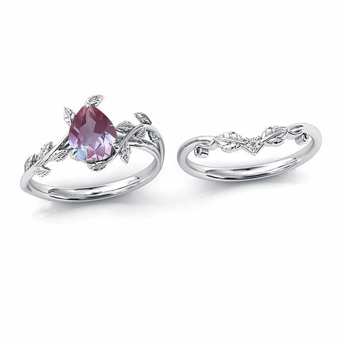 Sterling Silver 10K 14K 18K Gold 1ct Pear Shaped Gemstone Gemstone Engagement Ring Wedding Ring Sets