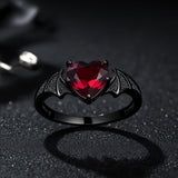 Sterling Silver Personalized Birthstone Punk Skull Bat Snake Ring Goth Jewelry for Halloween Birthday