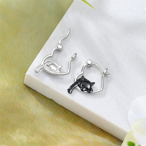 Sterling Silver Fox Frog Leopard Peacock Puppy Animal Hug Hoop Earrings