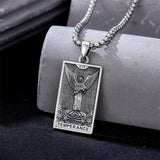 Sterling Silver Lovers Hierophant Magician Three of Swords Wheel of Fortune SkeletonTarot Card Pendant Necklace
