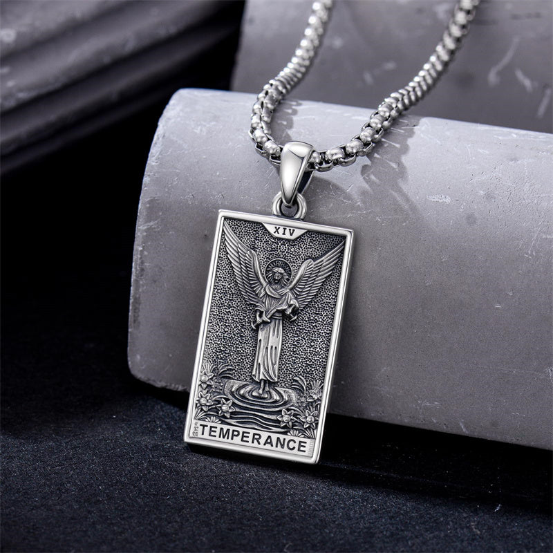 Sterling Silver Lovers Hierophant Magician Three of Swords Wheel of Fortune SkeletonTarot Card Pendant Necklace