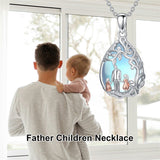 Sterling Silver Moonstone Teardrop Father Daughter Mother Daughter Pendant Necklace