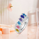 Copper Sterling Silver Personalized 1-6 Simulated Birthstones  Infinity Family Ring for Women