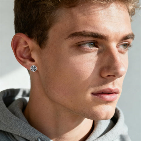 Sterling Silver Viking Raven Crow Skull Stud Earrings