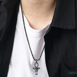 14K Gold Plated Turquoise Wolf Thor's Hammer Ankh Dragon Lion Compass Crucifix Pendant Necklace for Men