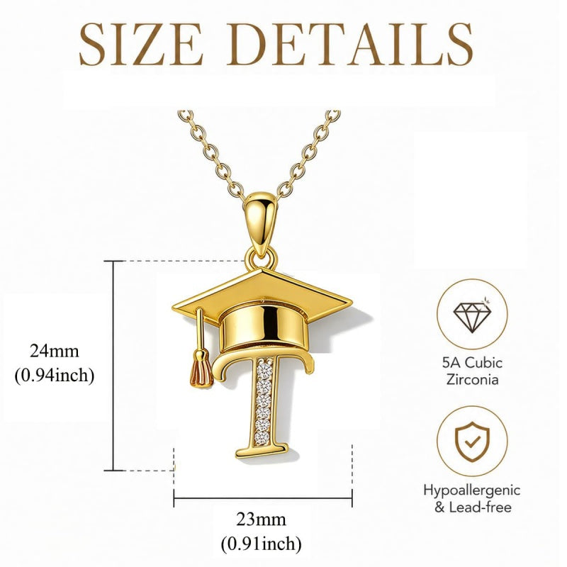 Initial  Graduation 14K Gold Plated Inspiring Grad Pendant Necklace Graduations Jewelry Gifts