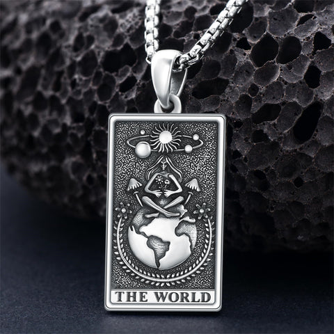 Sterling Silve Sun Moon Star Strength Lovers Death Devil Fool Tarot Card Pendant Necklace