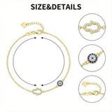 14K Gold Plated  Cubic Zircon Evil Eye Hamsa Hand Bracelets for Women