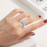925 Sterling Silver Cute Animal Ring Adjustable Open Ring  Jewelry Gift for Women Girls