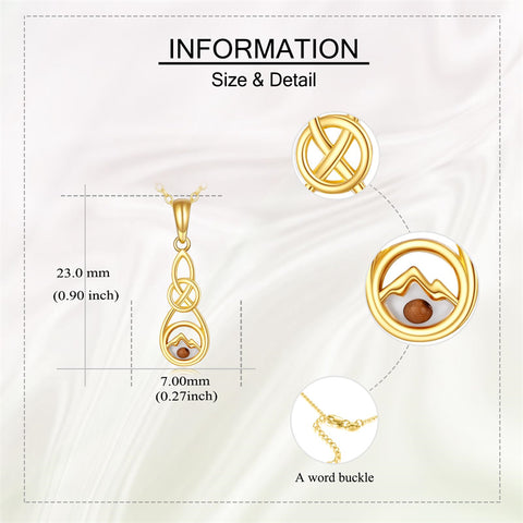 14K Gold Celtic Knot Mustard Seed Pendant Necklace