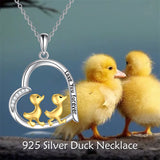 Duck Pendant Necklace 925 Sterling Silver Duck  Duck Jewelry for Mother Women Girls Duck Lovers Gifts
