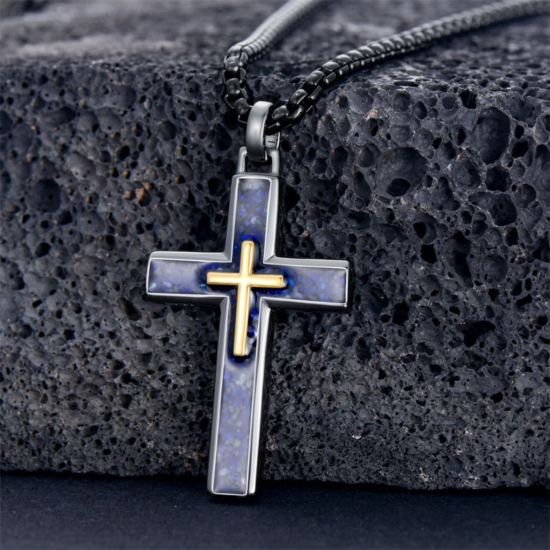 Sterling Silver Cross Religious Necklace for Men