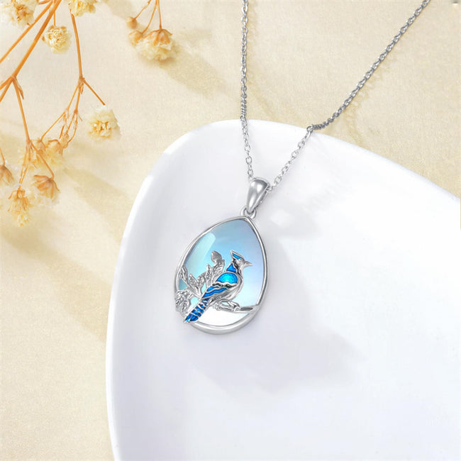 Sterling Silver Bird Necklace for Women Girls Blue Jay Pendant Jewelry Christmas Gifts